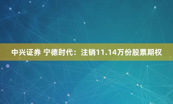 中兴证券 宁德时代：注销11.14万份股票期权