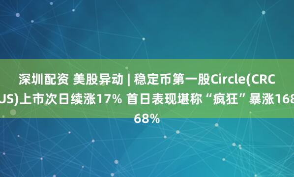 深圳配资 美股异动 | 稳定币第一股Circle(CRCL.US)上市次日续涨17% 首日表现堪称“疯狂”暴涨168%